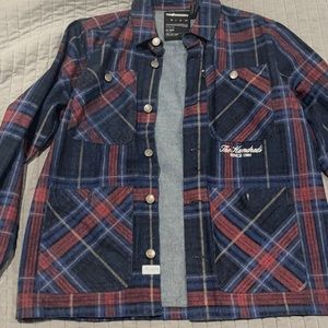 The Hundreds denim jacket flannel pattern